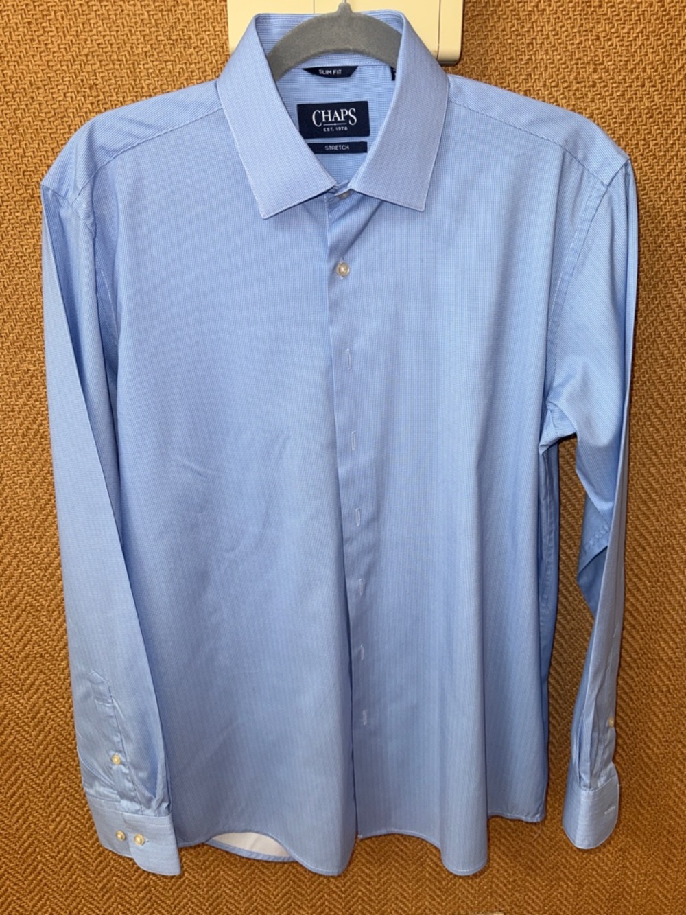 Chaps Men’s Bright Blue Slim Fit Stretch Dress Shirt  Medium 15/15.5 32/33
